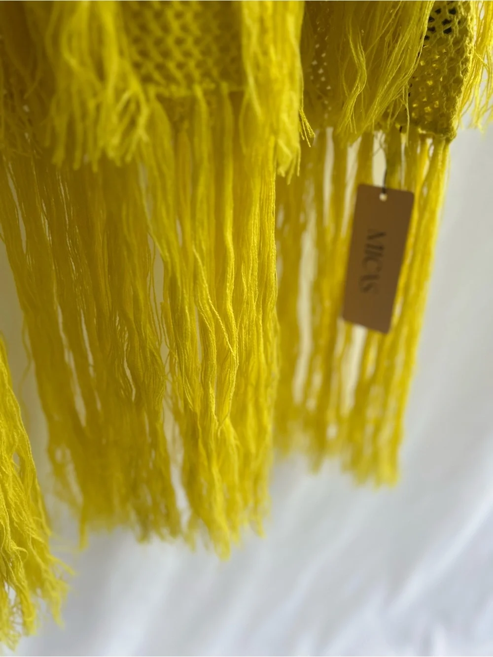 Micas Bright Yellow Crochet Fringe Maxi Dress - Picture 2 of 6